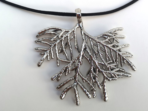 Silver Covered Coral Necklace