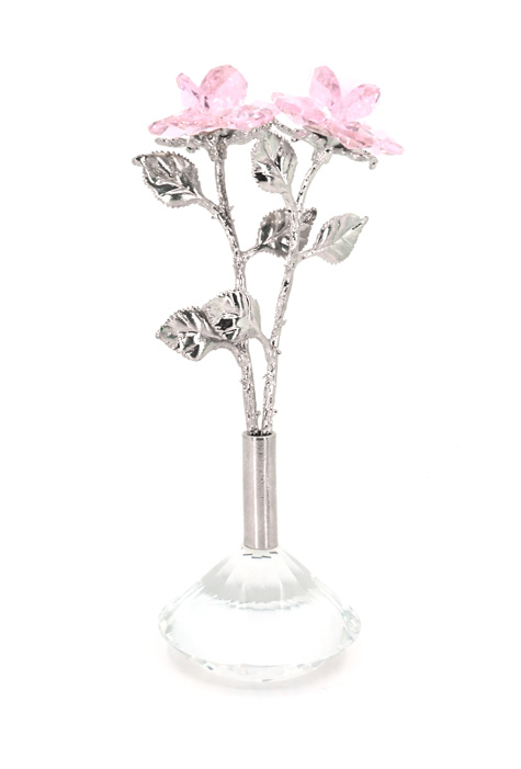 Pair of crystal flowers in vase