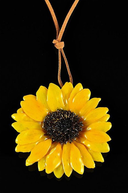 Real Sunflower Preserved Pendant