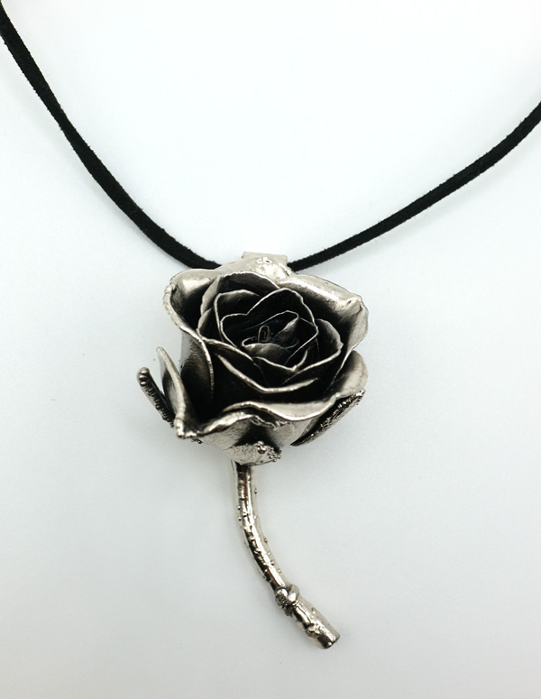 Real Rose Silver Preserved Pendant